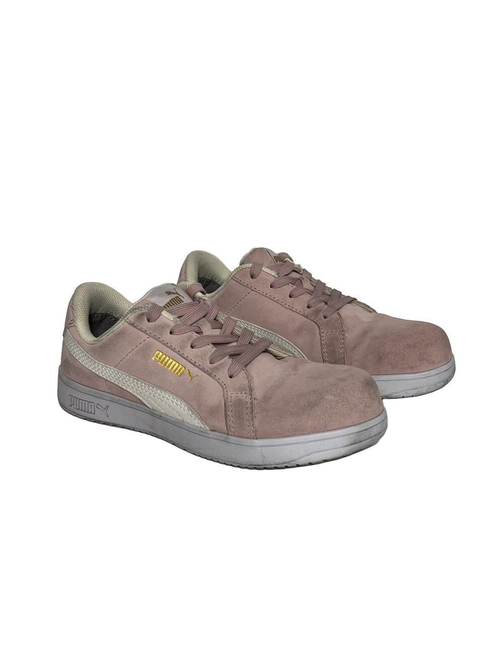 Puma Safety Toe Iconic Suede Low Top Pink Work Shoes Size 7.5